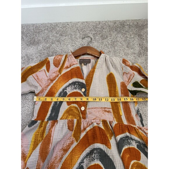 Bel Kazan Muslin Gauze Midi Dress Orange Boho Size XS - Picture 7 of 8